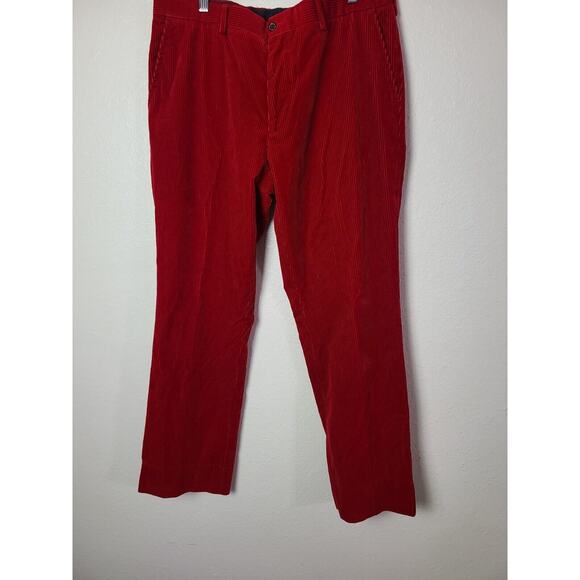 VINTAGE 90S POLO RALPH LAUREN CORDS CORDUROY FLAT FRONT RED TROUSERS 36 - Picture 2 of 13